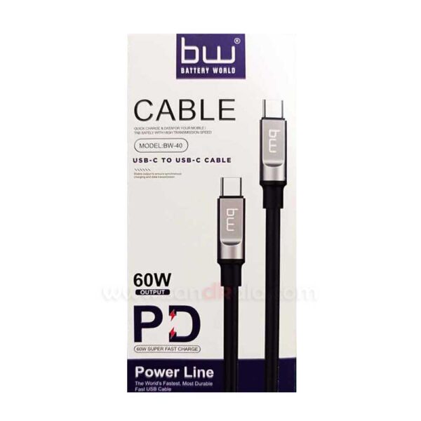 کابل شارژر BW 40 تایپ سی به تایپ سی